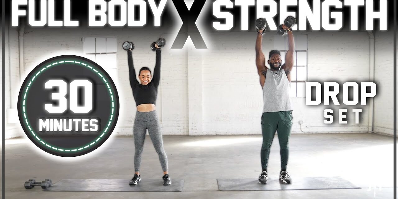 30 Minute Full Body Dumbbell Workout [Drop Set Strength Training]