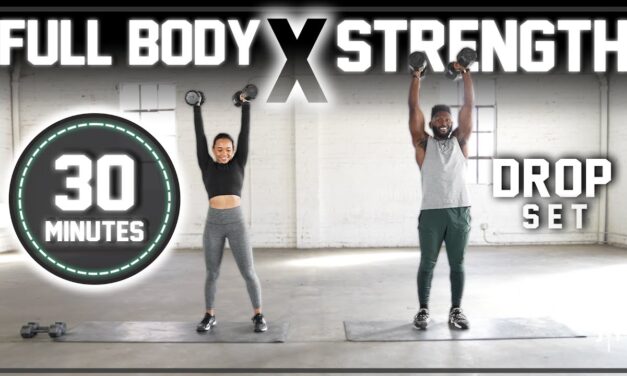 30 Minute Full Body Dumbbell Workout [Drop Set Strength Training]