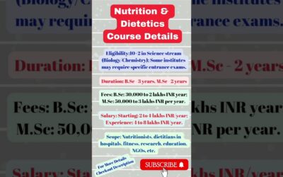 Nutrition & Dietetics Course Details|Eligibility,Fees,Salary, Scope #youtubeshorts #viral #shorts