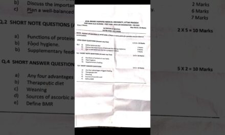 post basic bsc nursing question paper "Nutrition and Dietetics' first year #nutrition #nursing